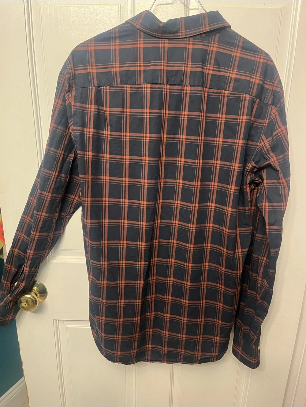 J. Crew Navy and Rust Plaid Button-Down Shirt